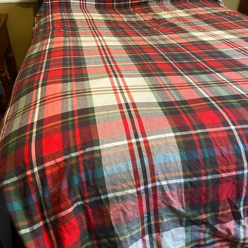 Pottery Barn Plaid Flannel Duvet‎ Cover Full/Queen Classic Tartan READ